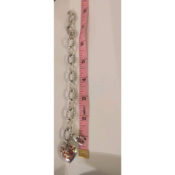 Brighton Charm Bracelet 6.5in SilverTone Enamel Pink Crystals Magnetic Heart - Picture 5 of 5